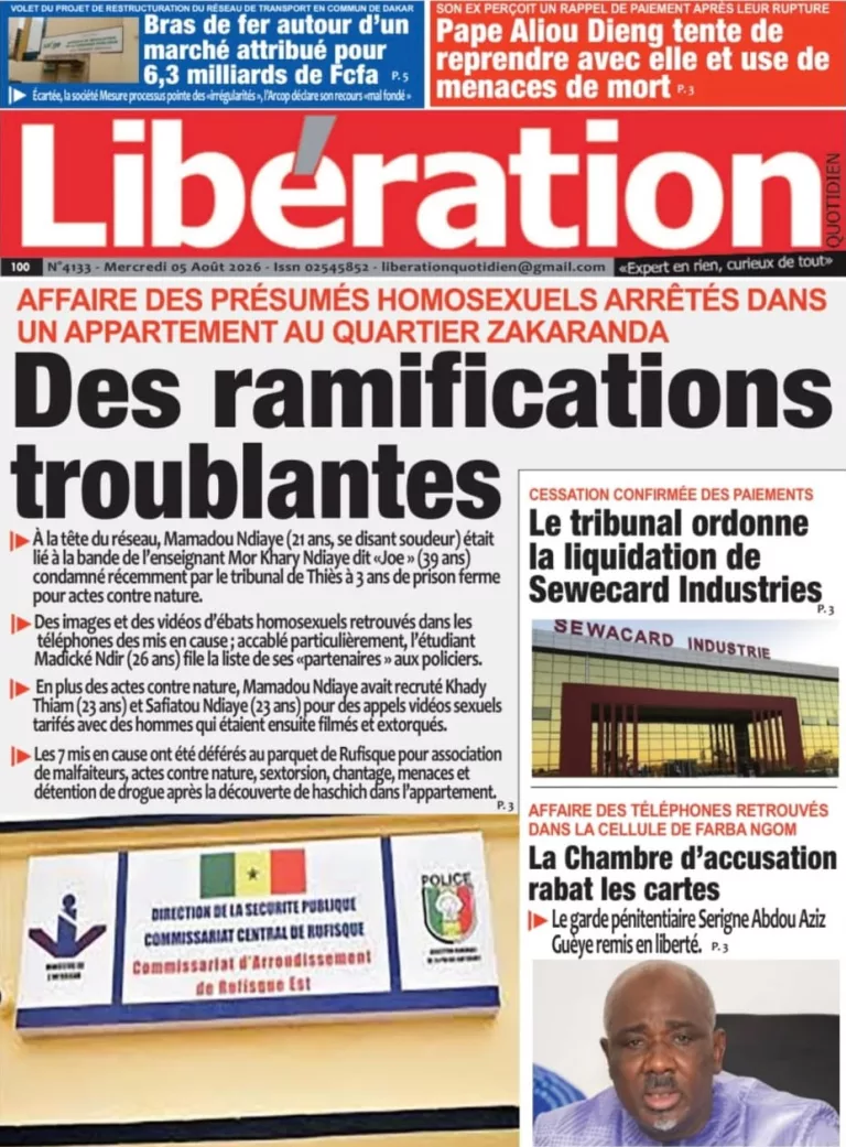 Découvrez les Unes des journaux sénégalais du mercredi 05 août 2026