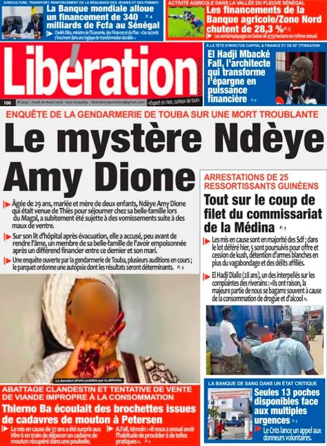 Découvrez les Unes des journaux sénégalais du jeudi 06 août 2026