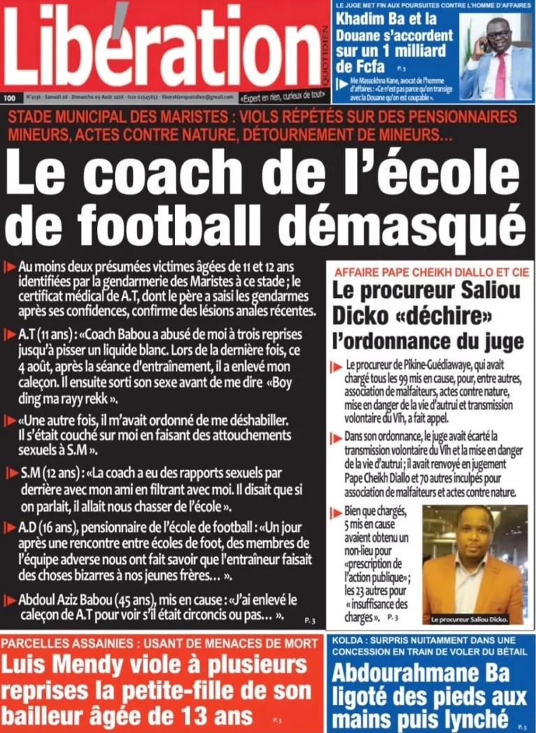 Découvrez les Unes des journaux sénégalais du samedi 08 août 2026