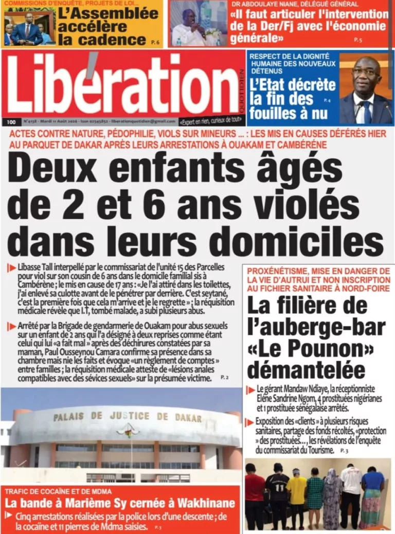 Découvrez les Unes des journaux sénégalais du mardi 11 août 2026