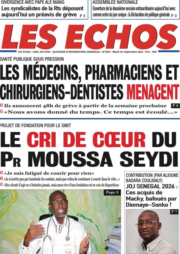 Découvrez les Unes des journaux sénégalais du mardi 1er septembre 2026