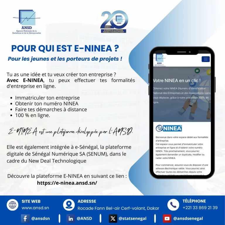 E-NINEA : immatriculation en ligne et obtention du NINEA 100 % en ligne