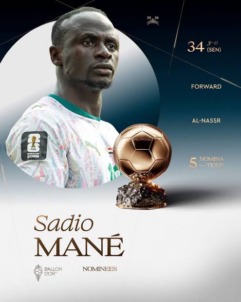 Ballon d'Or 2026 : Sadio Mané officiellement parmi les 30 nommés