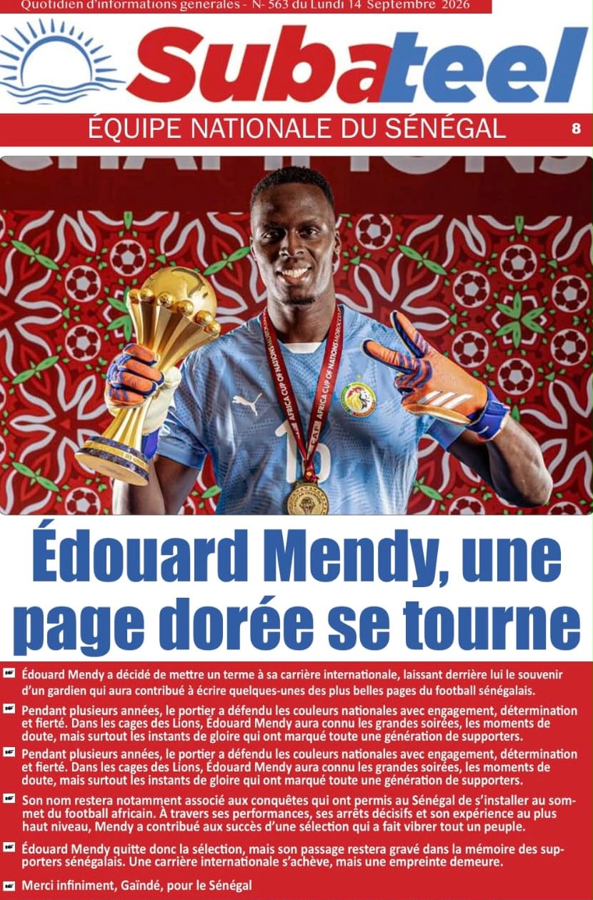 Découvrez les Unes des journaux sénégalais du lundi 14 septembre 2026