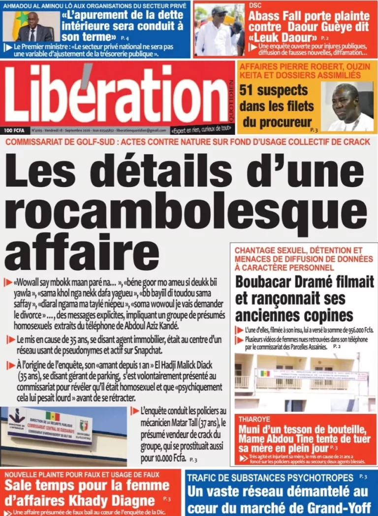 Découvrez les Unes des journaux sénégalais du vendredi 18 septembre 2026