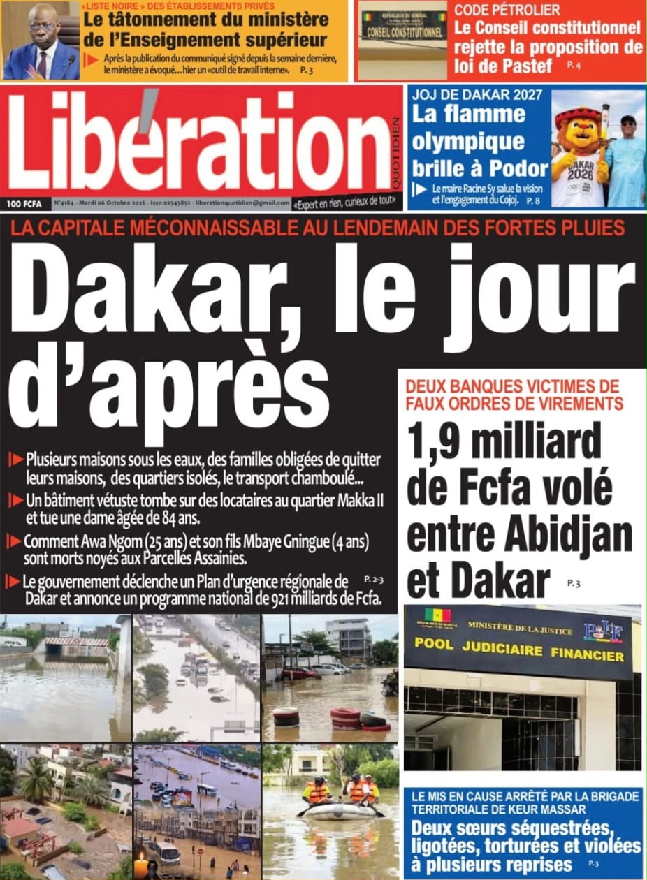 Découvrez les Unes des journaux sénégalais du mardi 06 octobre 2026