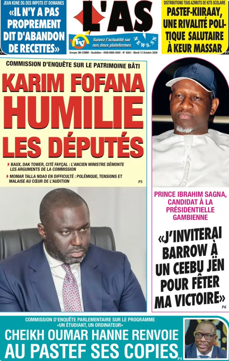 Découvrez les Unes des journaux sénégalais du mardi 13 octobre 2026