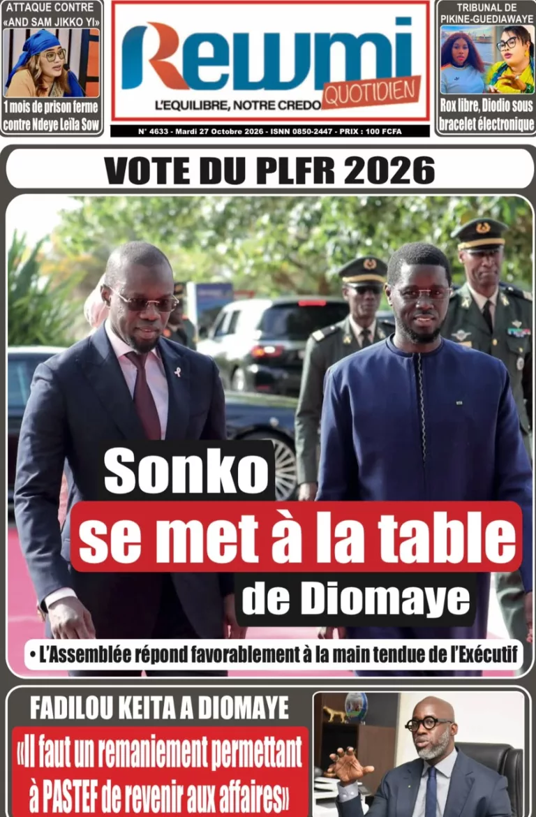 Découvrez les Unes des journaux sénégalais du mardi 27 octobre 2026