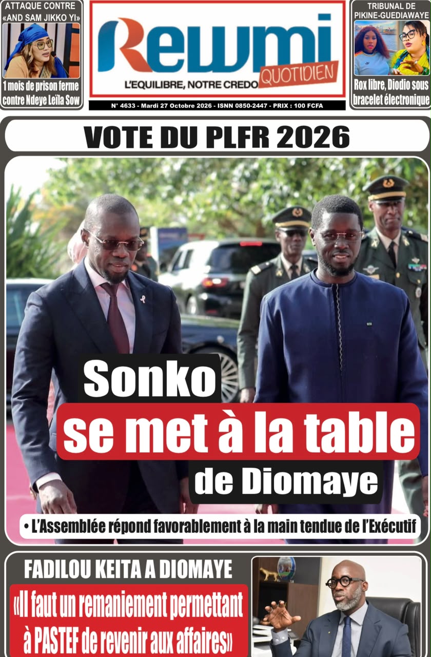 Découvrez les Unes des journaux sénégalais du mardi 27 octobre 2026