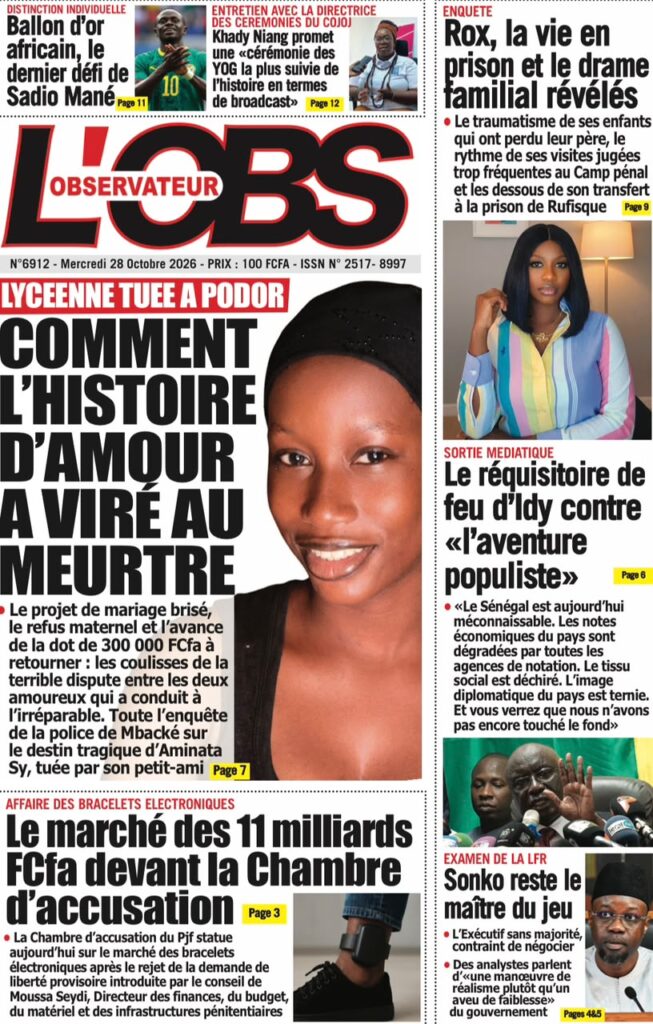 Découvrez les Unes des journaux sénégalais du mercredi 28 octobre 2026