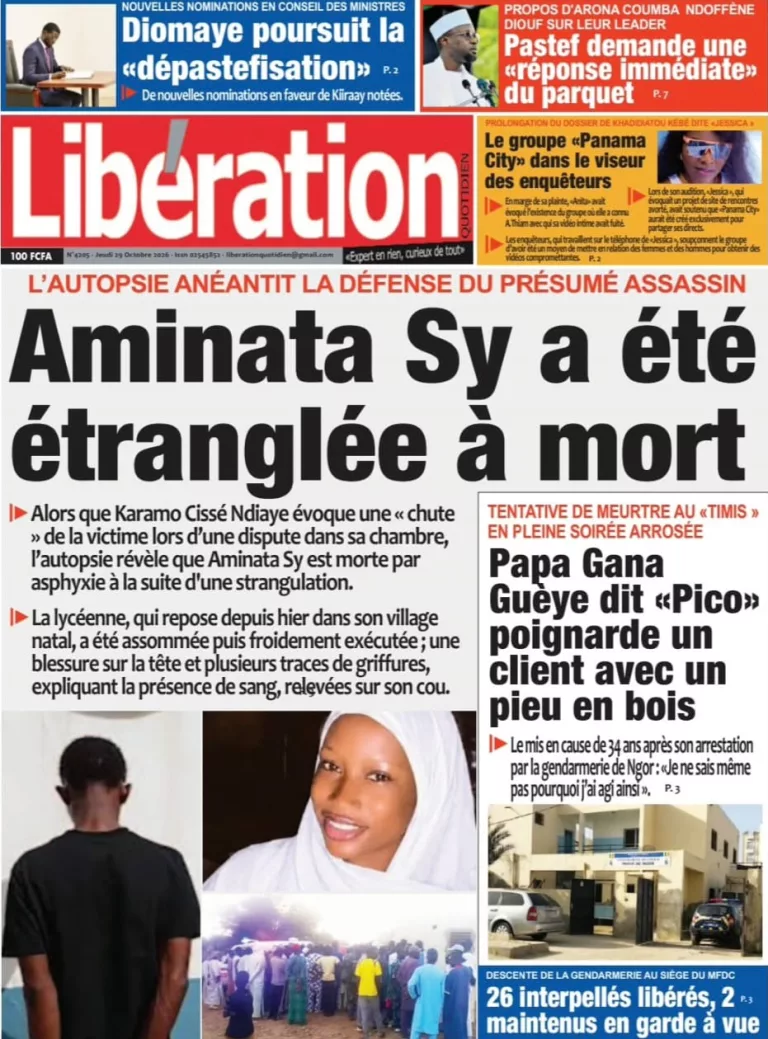 Découvrez les Unes des journaux sénégalais du jeudi 29 octobre 2026