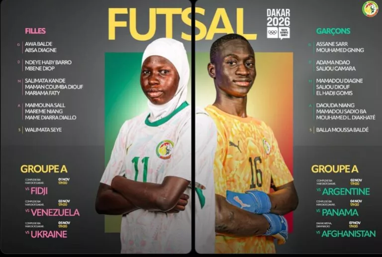 JOJ Dakar 2026 : Le Sénégal découvre ses adversaires en futsal