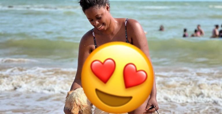 Plage :Avec ses deux chiens, Gabrielle Kane exhibe son corps en str!ng et soutien gorge