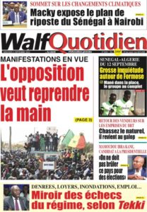 Une des journaux du mercredi 06 septembre 2023