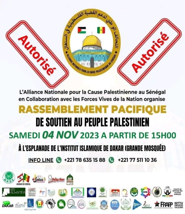 Dakar (Grande Mosquée) : Le Rassemblement Pacifique de soutien au Peuple Palestinien autorisé