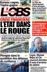Une des journaux du lundi 13 novembre 2023