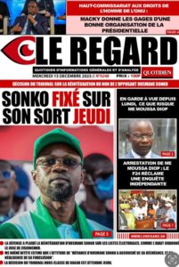 Une des journaux du mercredi 13 décembre 2023