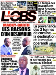 Une des journaux du lundi 18 décembre 2023