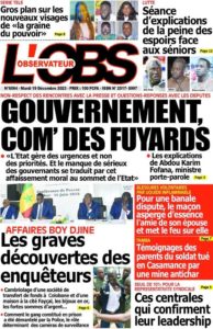 Une des journaux du mardi 19 décembre 2023