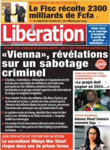 Une des journaux du vendredi 26 janvier 2024