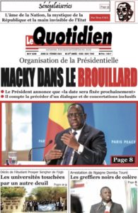 Une des journaux du jeudi 22 février 2024