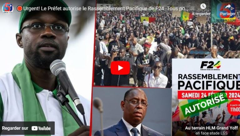 🛑Urgent! Le Préfet autorise le Rassemblement Pacifique de F24 -Tous pour la Libération de Sonko…