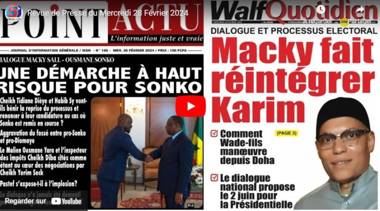 REVUE DE PRESSE DU MERCREDI 28 fevrier 2024