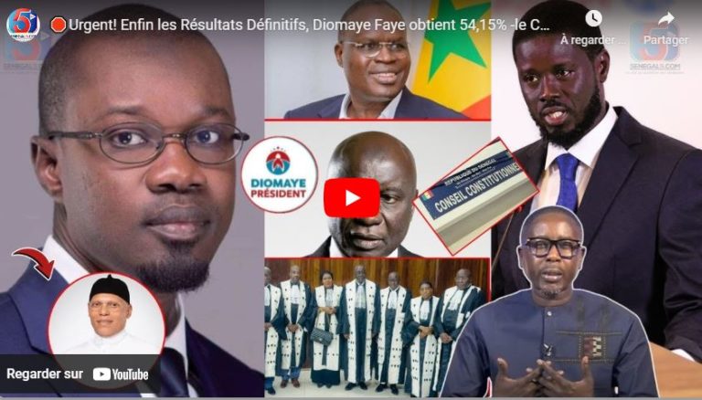 🛑Urgent! Enfin les Résultats Définitifs, Diomaye Faye obtient 54,15% -le C. Constitutionnel attendu