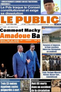 Une des journaux du jeudi 14 mars 2024