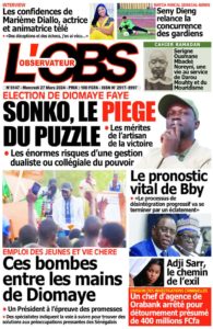 Une des journaux du mercredi 27 mars 2024