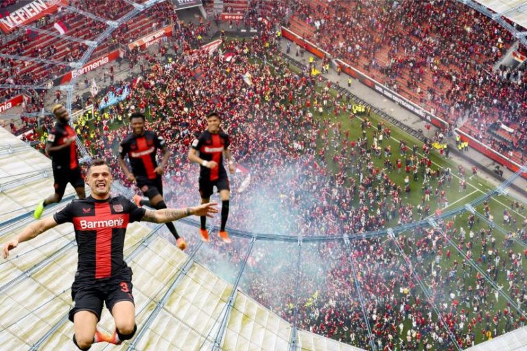 Ivres de bonheur après le titre de champion d'Allemagne, les fans de Leverkusen ont fait vibrer la BayArena