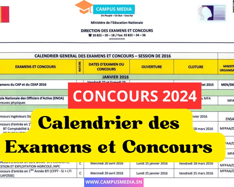 Photo: Sénégal – Calendrier officiel des examens et concours 2024 publié