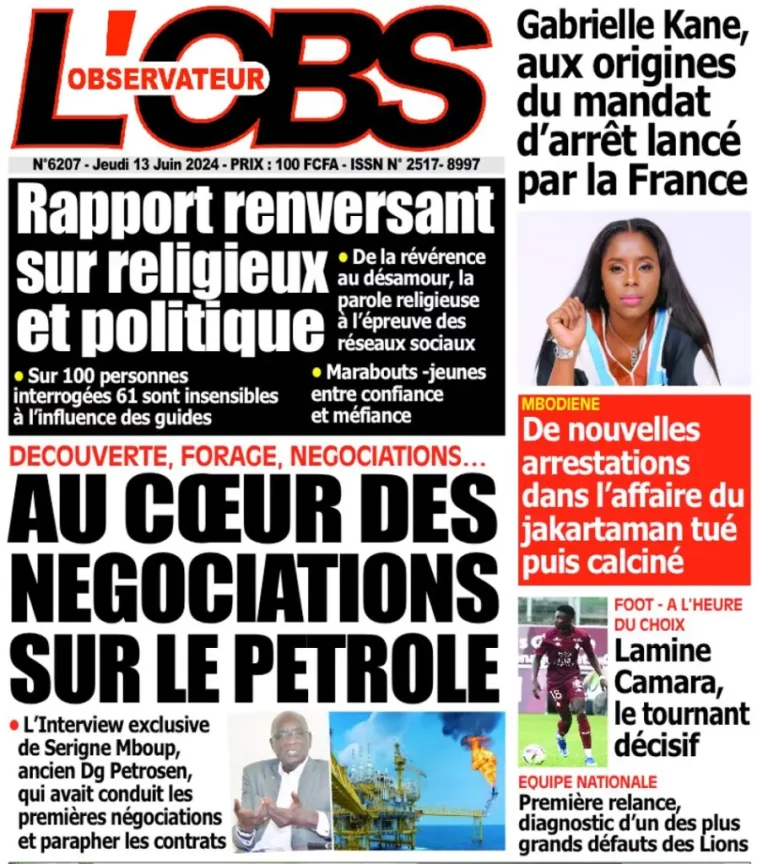 La Une des Quotidiens Nationaux du 13 Juin 2024