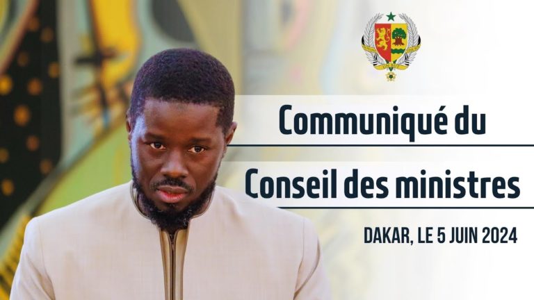 Communique du conseil des ministres du Mercredi 05 Juin 2024