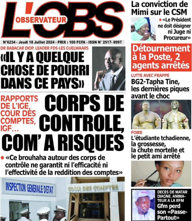 Découvrez les Unes des journaux sénégalais du jeudi 18 juillet 2024