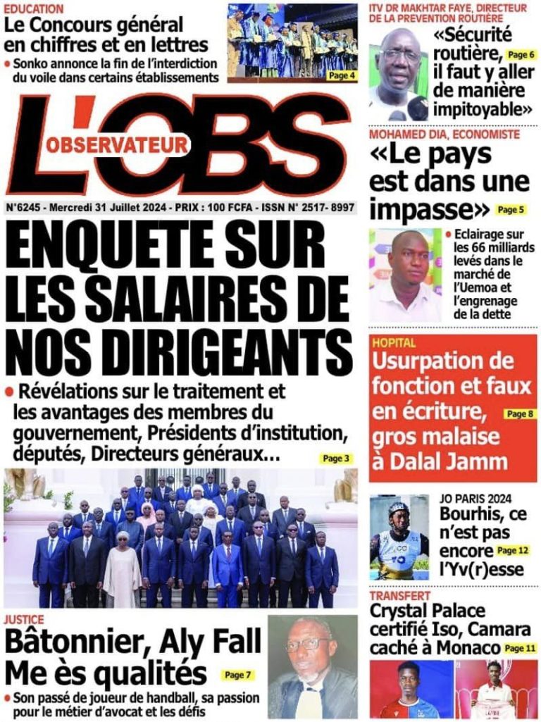 Découvrez les Unes des journaux sénégalais du mercredi 31 juillet 2024