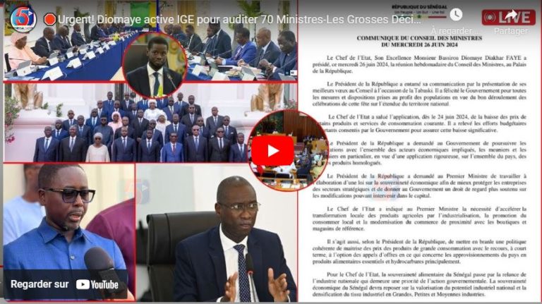 🛑Urgent! Diomaye active IGE pour auditer 70 Ministres-Les Grosses Décisions de Sonko du Baleyage