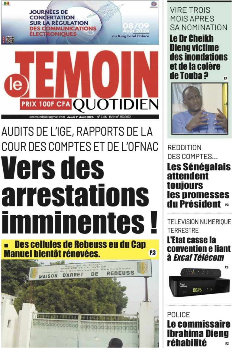 Découvrez les Unes des journaux sénégalais du jeudi 1er août 2024