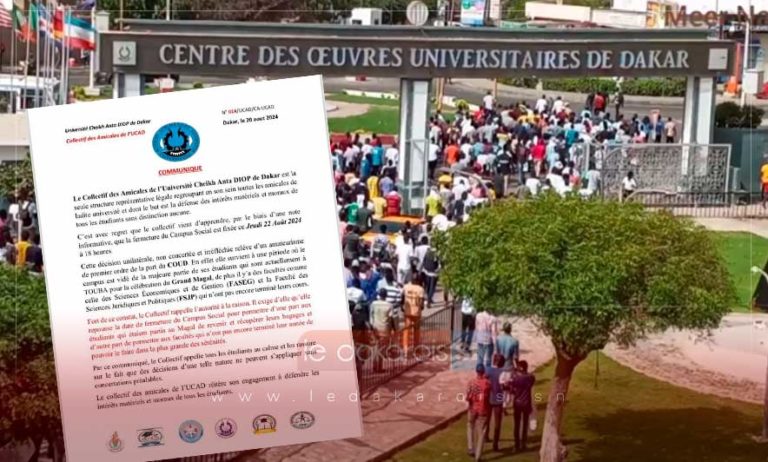 Ucad : le campus fermé à partir de ce jeudi 22 août à partir de 18 heures