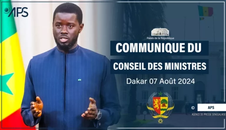Le communiqué du Conseil des ministres du mercredi 7 août 2024