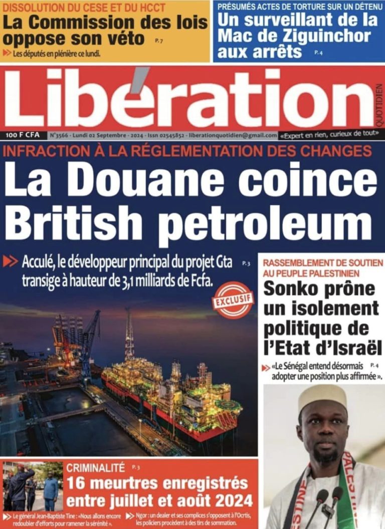 Découvrez les Unes des journaux sénégalais du lundi 02 septembre 2024
