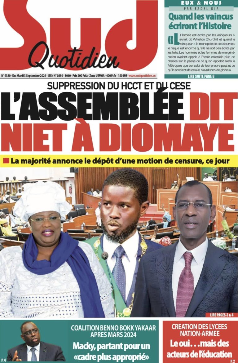 Découvrez les Unes des journaux sénégalais du mardi 03 septembre 2024
