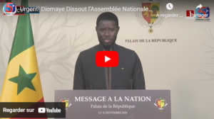 Urgent! Diomaye Dissout l’Assemblée Nationale et Retient le 17 Novembre: Discours à la Nation