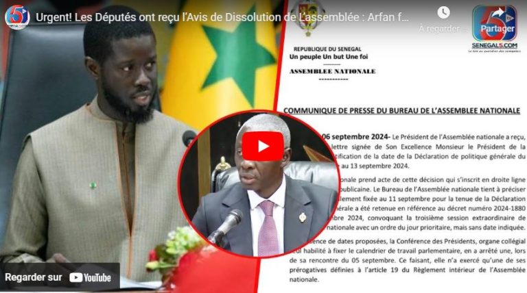 Urgent! Les Députés ont reçu l’Avis de Dissolution de L’assemblée : Arfan fait des Révélations