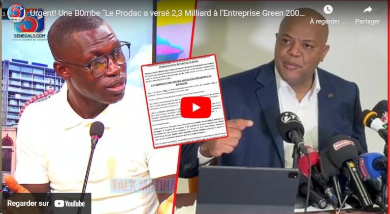 Urgent! Une B0mbe "Le Prodac a versé 2,3 Milliard à l’Entreprise Green 2000 à 3 Paiement" Liberation