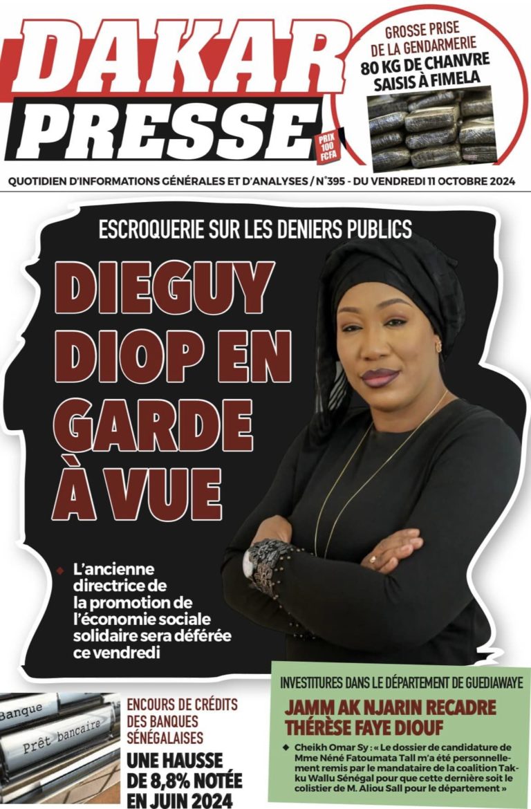 Découvrez les Unes des journaux sénégalais du Vendredi 11 octobre 2024