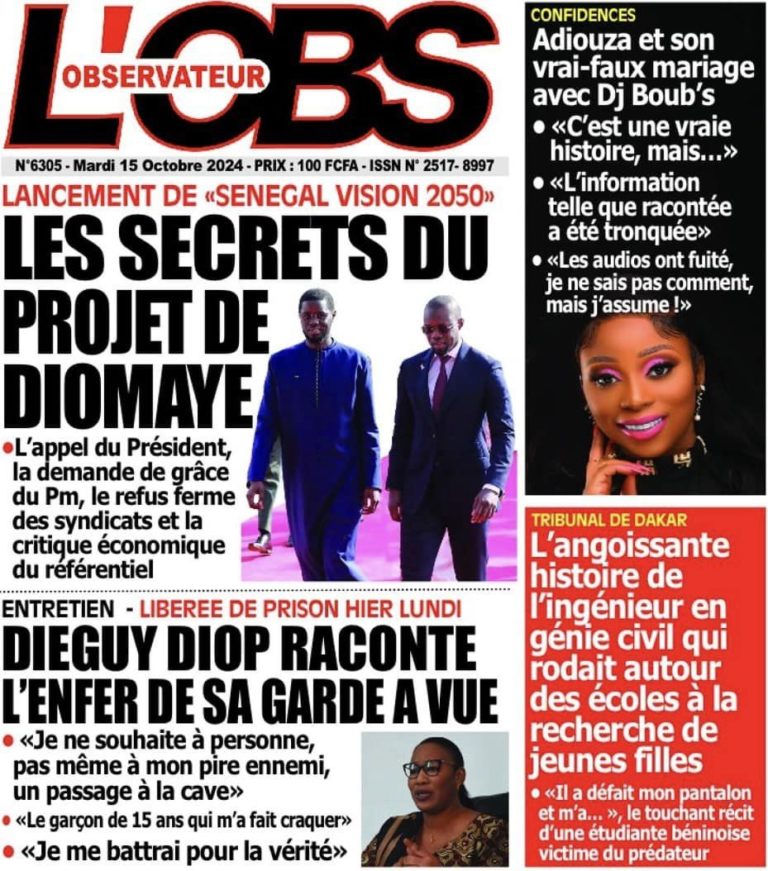 Découvrez les Unes des journaux sénégalais du mardi 15 octobre 2024