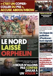 Découvrez les Unes des journaux sénégalais du samedi 19 octobre 2024