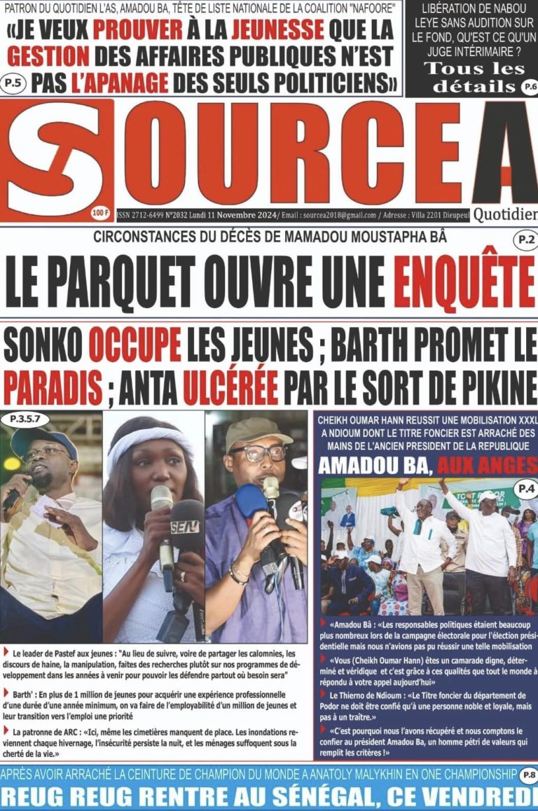 Découvrez les Unes des journaux sénégalais du lundi 11 novembre 2024