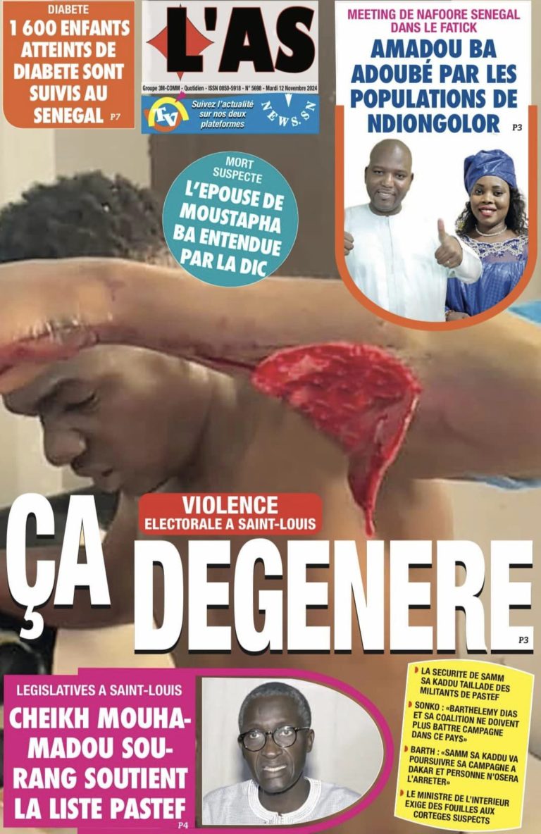 Découvrez les Unes des journaux sénégalais du mardi 12 novembre 2024